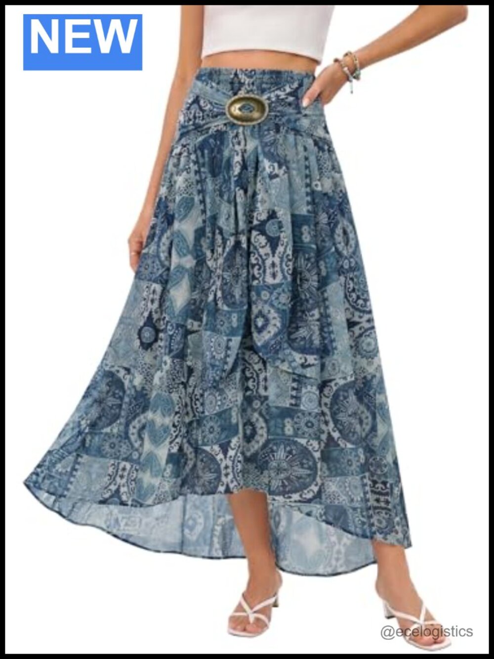 Flowy High Low Maxi Skirt Boho Western Women Summer